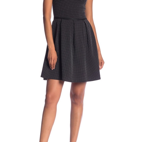 Max Studio Pin Dot Pleated Fit-and-Flare Dress - Picture 8 of 8